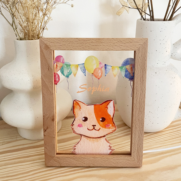 LED frame personalised with balloons and animals LED frame personalised with balloons and animals