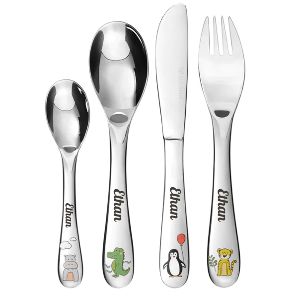 Cute animal cutlery customized with a name Cute animal cutlery customized with a name