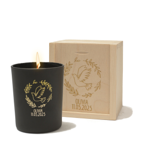 Engraved baptism candle with dove Engraved baptism candle with dove