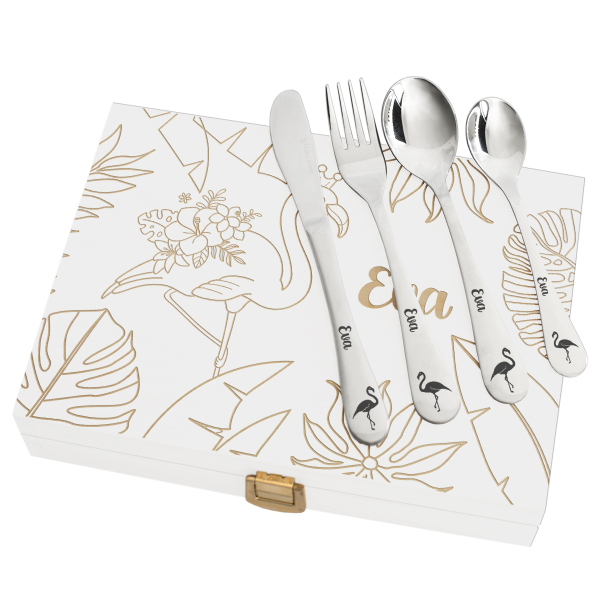 Engraved children's cutlery flamingo Engraved children's cutlery flamingo