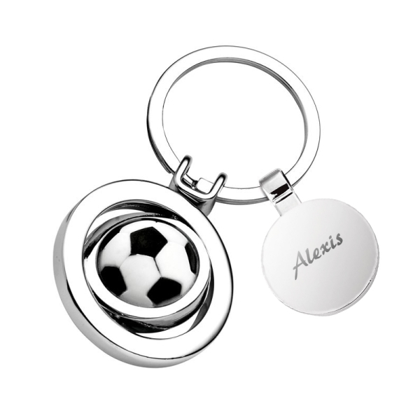 Engraved football-shaped keyring Engraved football-shaped keyring