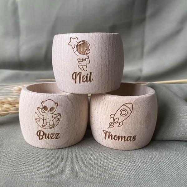 Engraved wooden napkin ring – cosmos design Engraved wooden napkin ring – cosmos design