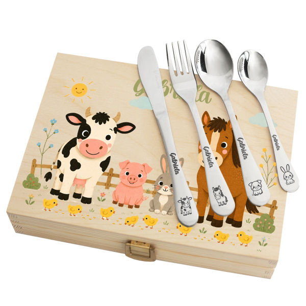 Farm Animals Gift Set with Personalised Cutlery Farm Animals Gift Set with Personalised Cutlery