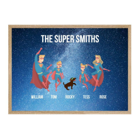 Framed Superhero Family Poster Framed Superhero Family Poster