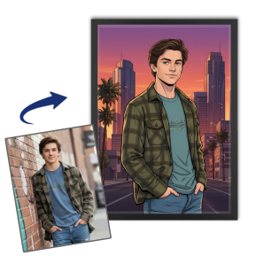 Illustrated video game–style portrait from a photo Illustrated video game–style portrait from a photo