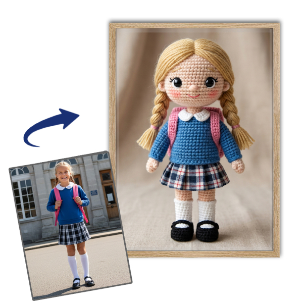 Knitted doll portrait from a photo Knitted doll portrait from a photo