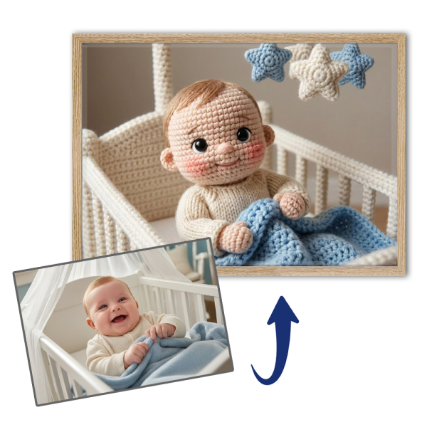 Knitted doll portrait from a photo Knitted doll portrait from a photo