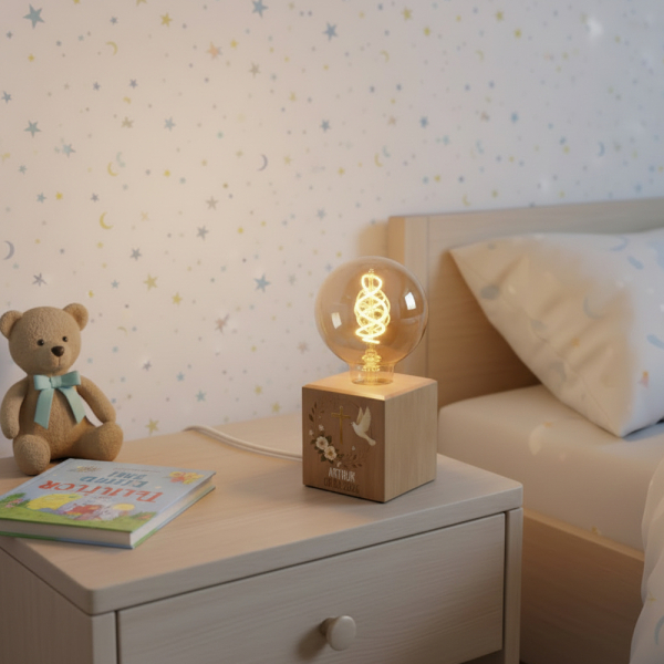 Filament Bulb Lamp Printed Christening Filament Bulb Lamp Printed Christening