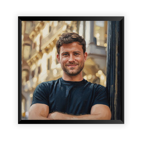 Oil-painting-style portrait from a photo Oil-painting-style portrait from a photo