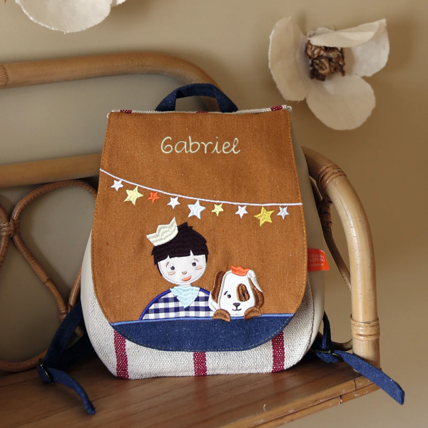 Personalised backpack with child and dog Personalised backpack with child and dog