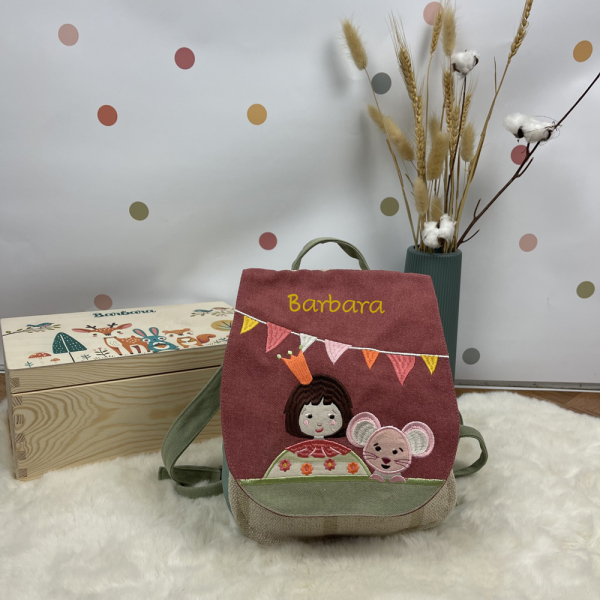 Personalised backpack with child and mouse Personalised backpack with child and mouse