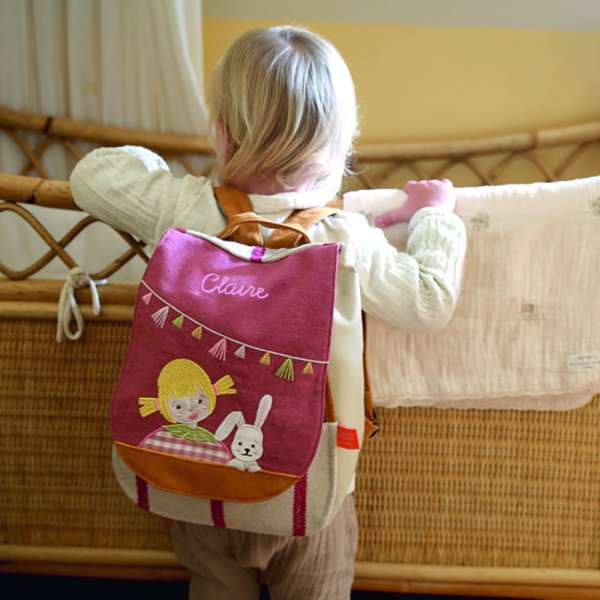 Personalised backpack with child and rabbit Personalised backpack with child and rabbit