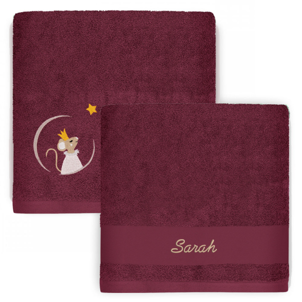 Personalised children's towel 70 x 140 cm - Raspberry Mouse Personalised children's towel 70 x 140 cm - Raspberry Mouse