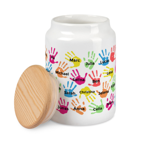 Personalised cookie jar with children's hands Personalised cookie jar with children's hands