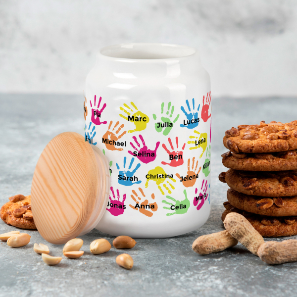 Personalised cookie jar with children's hands Personalised cookie jar with children's hands