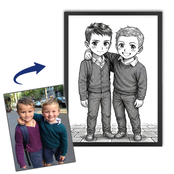 Personalised vintage manga-style portrait Personalised vintage manga-style portrait