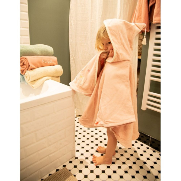 Personalised bath cape for children – Pink Rabbit Personalised bath cape for children – Pink Rabbit