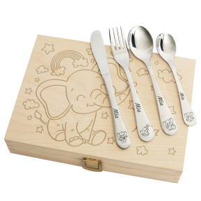 Personalised children's cutlery with elephant design Personalised children's cutlery with elephant design