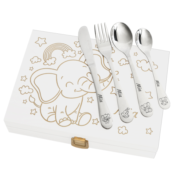 Personalized children's cutlery with elephant design Personalized children's cutlery with elephant design