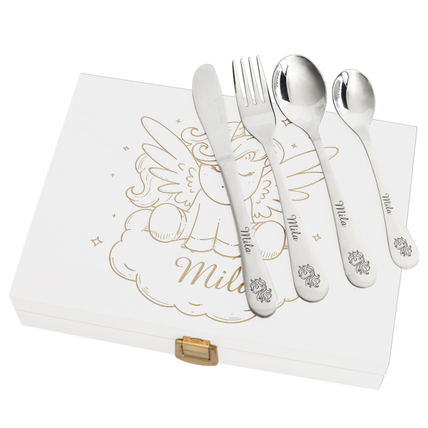Personalised children's cutlery with unicorn design Personalised children's cutlery with unicorn design
