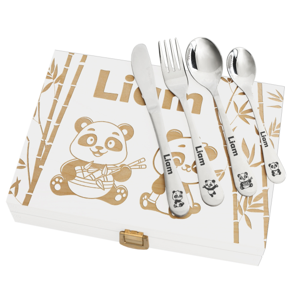 Children's cutlery engraved with Panda designs Children's cutlery engraved with Panda designs