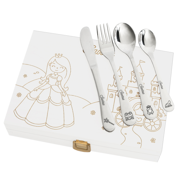 Personalised princess cutlery for a little girl Personalised princess cutlery for a little girl
