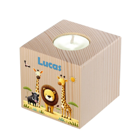 Personalized wooden candleholder safari Personalized wooden candleholder safari