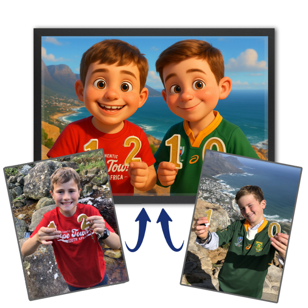 Photo montage for a 3D animation-style portrait Photo montage for a 3D animation-style portrait