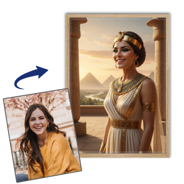 Portrait of a woman transformed into a historical figure Portrait of a woman transformed into a historical figure