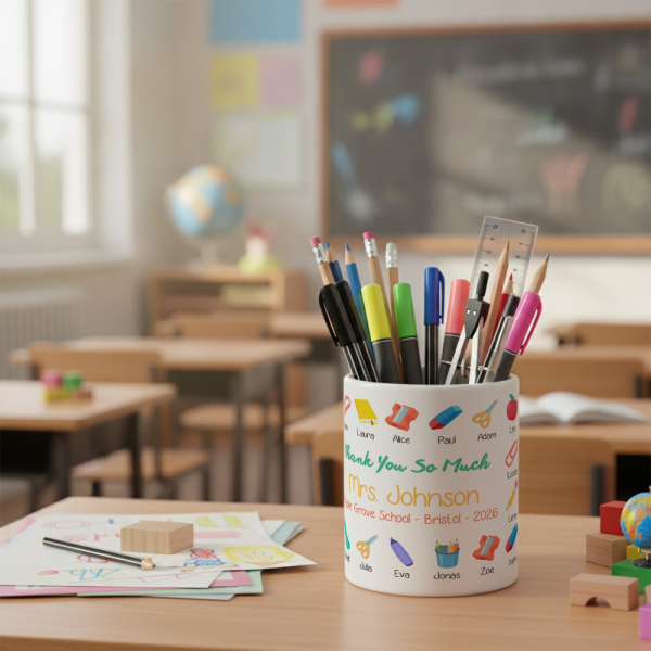 Personalised ceramic pencil pot Class Memories Personalised ceramic pencil pot Class Memories