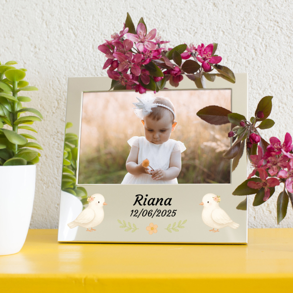 Printed photo frame for birth or christening Printed photo frame for birth or christening