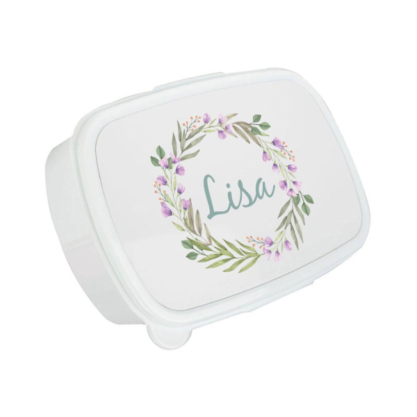 Printed snack box with a crown of flowers Printed snack box with a crown of flowers