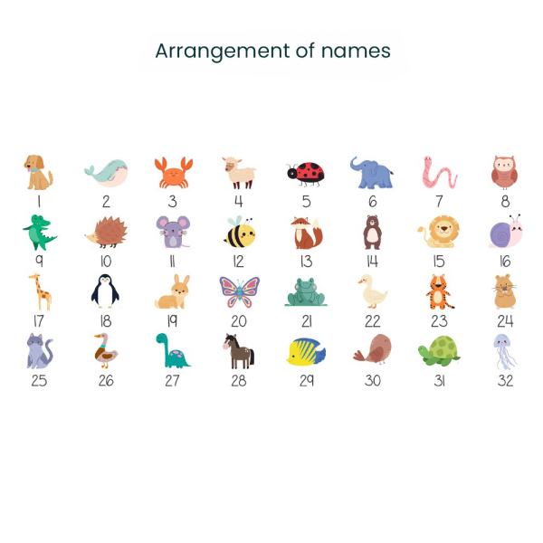 Printed Thank you pouch with animals and names Printed Thank you pouch with animals and names