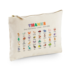 Printed Thank you pouch with animals and names Printed Thank you pouch with animals and names