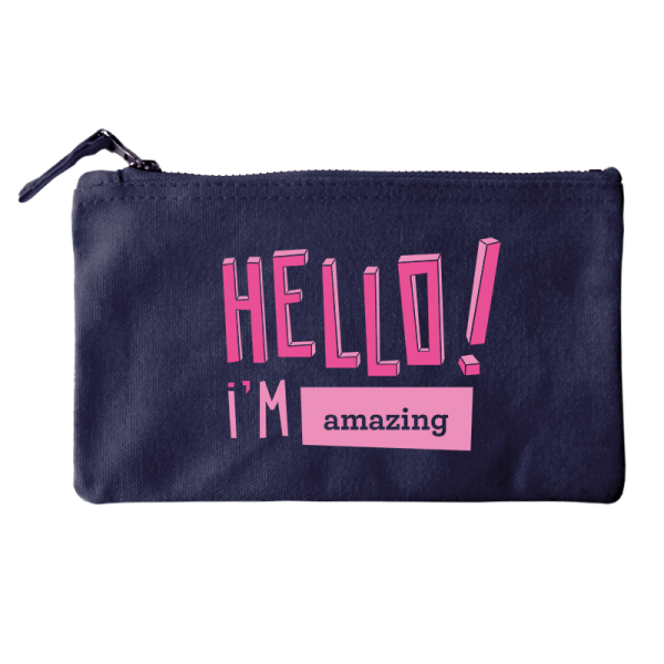 Small cotton pouch personalised HELLO Small cotton pouch personalised HELLO