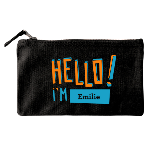 Small cotton pouch personalised HELLO Small cotton pouch personalised HELLO