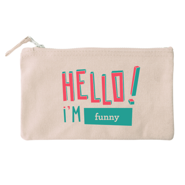 Small cotton pouch personalised HELLO Small cotton pouch personalised HELLO