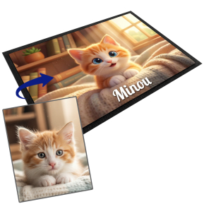 Personalised dog or cat bowl mat in 3D animation style Personalised dog or cat bowl mat in 3D animation style