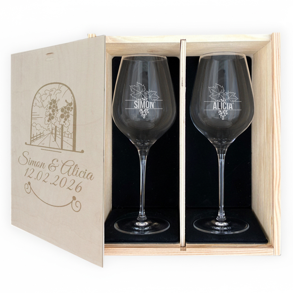 Gift boxes with 2 wine glasses