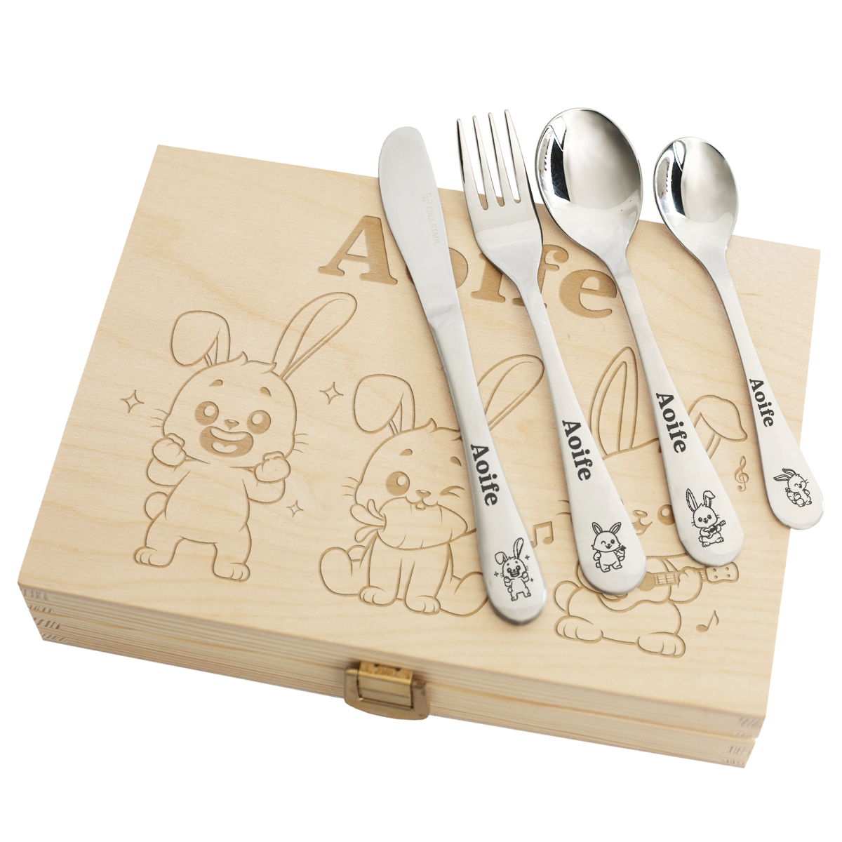 Engraved cutlery and box