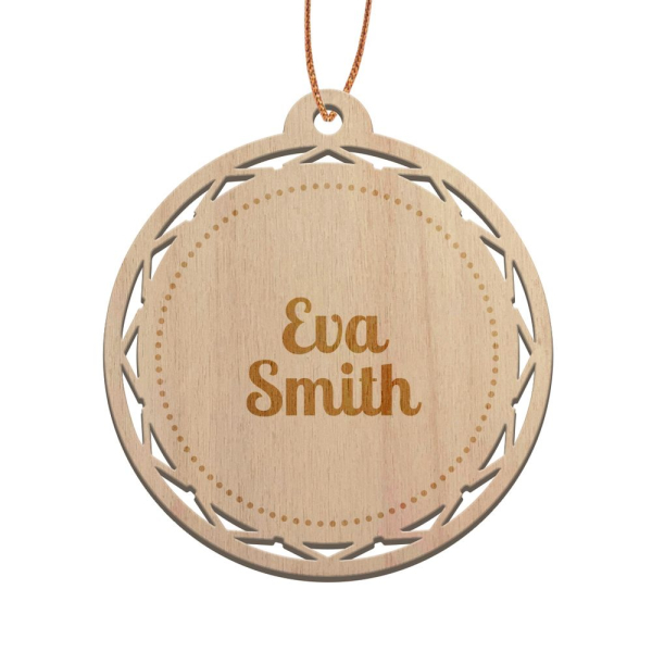 Wooden Christmas Bauble personalised with wreath