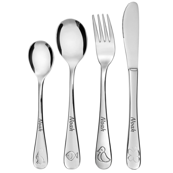 Personalised children's cutlery with an animal design