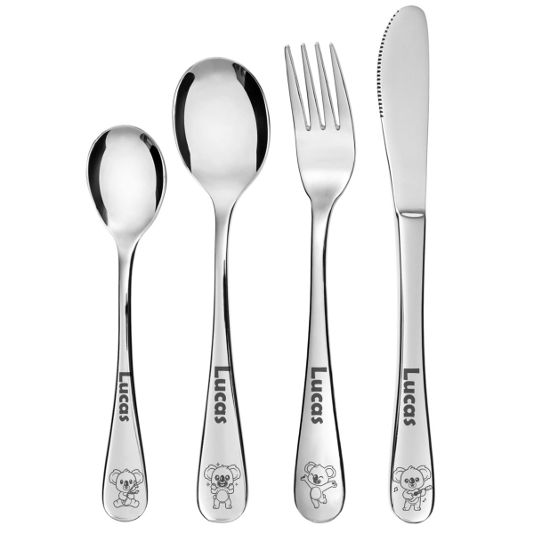Engraved koala children's cutlery