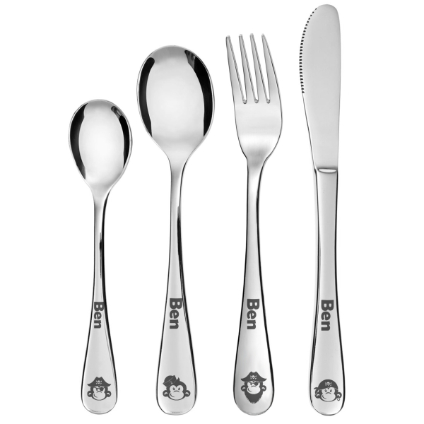 Personalised pirate monkey cutlery for children
