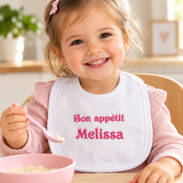 Bib with embroidered name