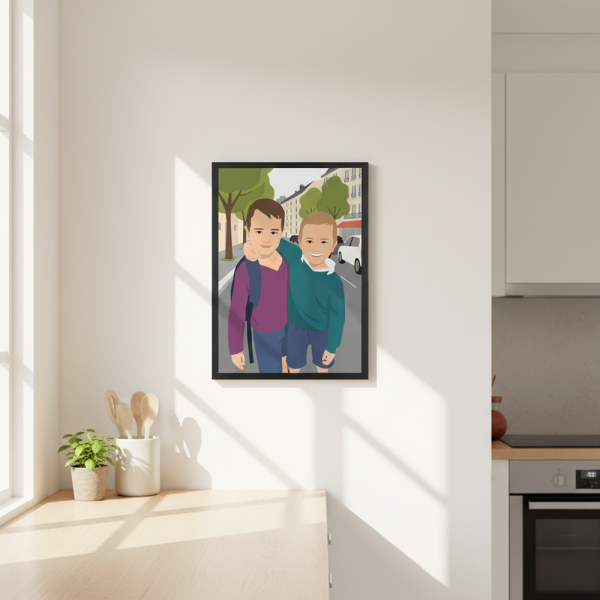 Flat design portrait based on a photo