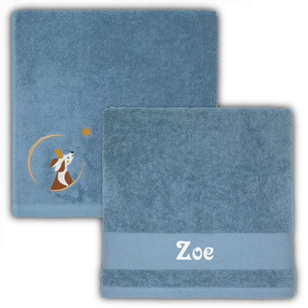 Personalised Children's Towel 70 x 140 cm - Forget-Me-Not Dog