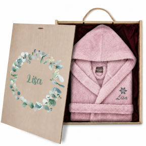 Children's bathrobe gift set 2 to 12 years with botanical pattern