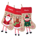 Christmas stocking with embroidered name and Christmas figurines