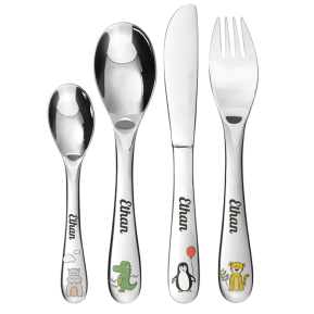Cute animal cutlery customized with a name
